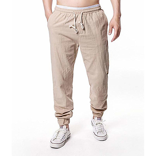 

Men's Basic Harlem Pants Breathable Comfort Daily Harem Jogger Chinos Pants Solid Colored Full Length White Black Camel Khaki
