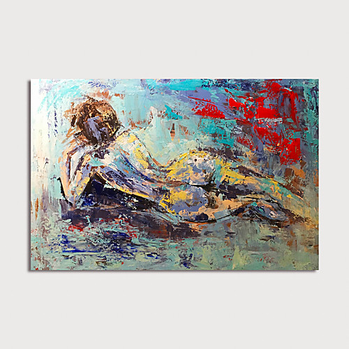 

Oil Painting Hand Painted Horizontal Abstract People Modern Stretched Canvas