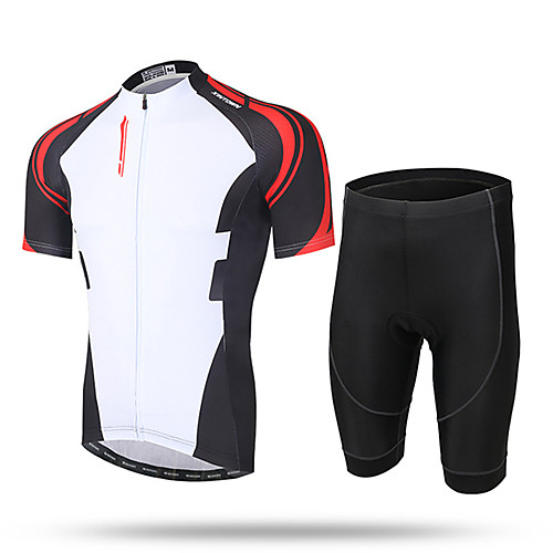 

21Grams Men's Short Sleeve Cycling Jersey with Shorts Summer Lycra Black / Red Black / Yellow BlackWhite Bike Shorts Pants / Trousers Jersey Ultraviolet Resistant Quick Dry Breathable Back Pocket