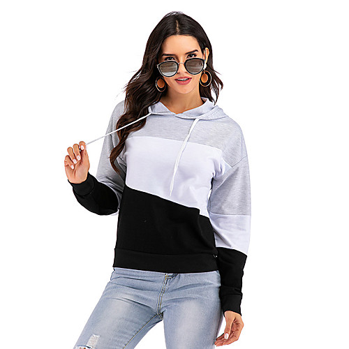 

Women's Pullover Hoodie Sweatshirt Color Block Sports Going out non-printing Active Cute Hoodies Sweatshirts Loose Gray