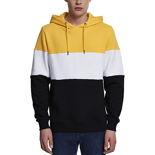 

Men's Pullover Hoodie Sweatshirt Color Block Hooded Daily Going out non-printing Casual Hoodies Sweatshirts Long Sleeve Yellow Red