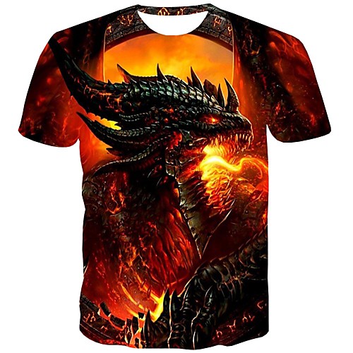 

Men's T shirt Shirt Graphic Print Short Sleeve Daily Tops Streetwear Round Neck Red