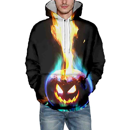 

Men's Pullover Hoodie Sweatshirt Graphic Hooded Daily 3D Print Halloween Hoodies Sweatshirts Black