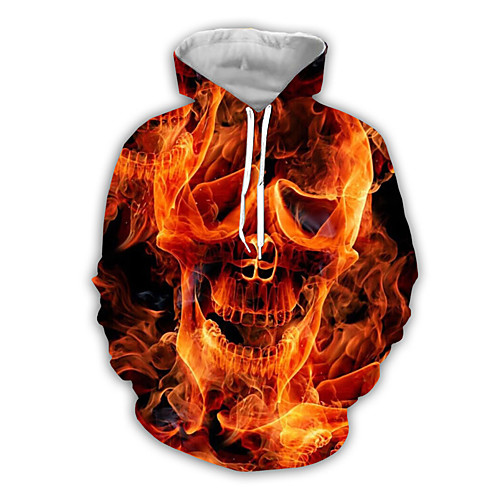 

Men's Pullover Hoodie Sweatshirt Graphic Skull Hooded Halloween Daily Weekend 3D Print Basic Casual Hoodies Sweatshirts Yellow