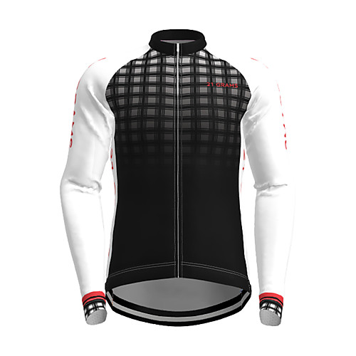 

21Grams Men's Long Sleeve Cycling Jersey Polyester White Yellow Black Plaid Checkered Gradient Novelty Bike Jersey Top Mountain Bike MTB Road Bike Cycling Quick Dry Breathable Reflective Strips Sports