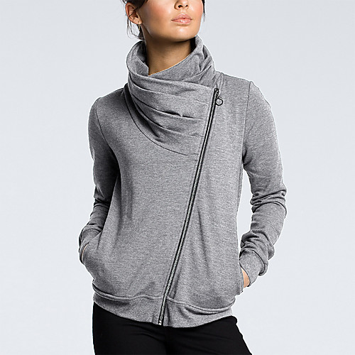 

Women's Zip Up Sweatshirt Plain Zipper Daily Casual Hoodies Sweatshirts White Light gray Black