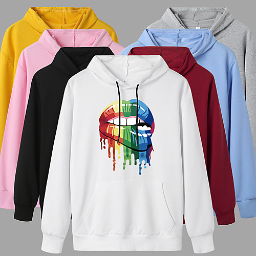 

Women's Hoodie Pullover Graphic Daily Weekend Basic Casual Hoodies Sweatshirts Blue Yellow Blushing Pink