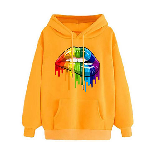 

Women's Pullover Hoodie Sweatshirt Print Casual Hoodies Sweatshirts Red