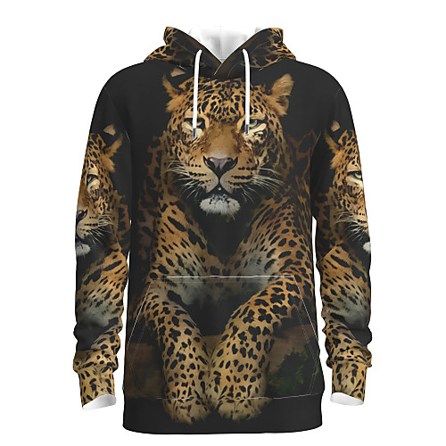 

Men's Pullover Hoodie Sweatshirt Animal Patterned Graphic Hooded Daily 3D Print Basic Hoodies Sweatshirts Brown