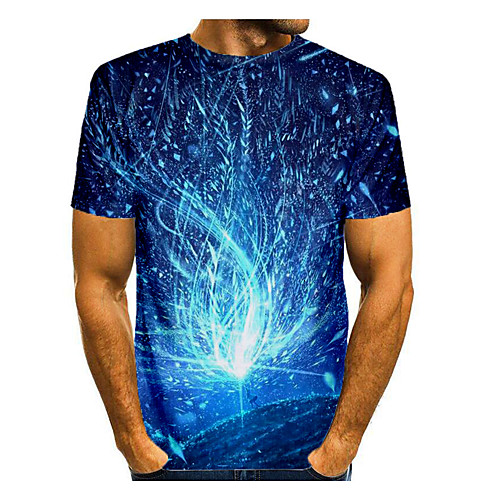

Men's T shirt Shirt Graphic Short Sleeve Daily Tops Basic Elegant Round Neck Blue