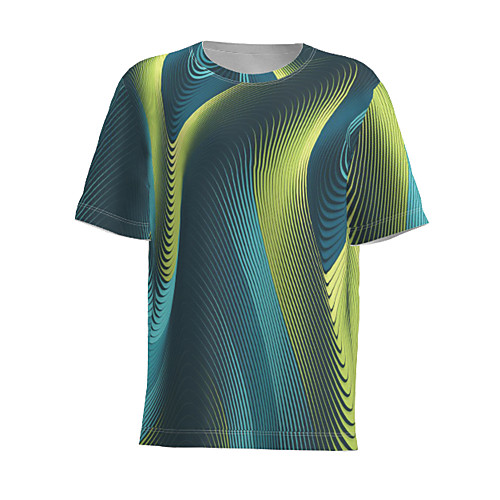 

Men's T shirt 3D Print Graphic Patchwork Short Sleeve Daily Tops Basic Green