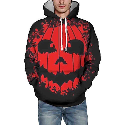 

Men's Pullover Hoodie Sweatshirt Graphic Hooded Halloween Daily Going out 3D Print Halloween Hoodies Sweatshirts Red