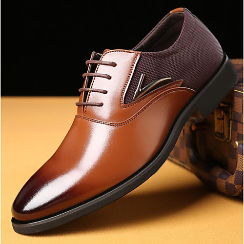 

Men's Oxfords Business Daily PU Non-slipping Black Brown Fall