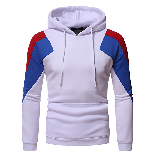 

Men's Pullover Hoodie Sweatshirt Color Block Hooded Daily non-printing Casual Hoodies Sweatshirts White Black