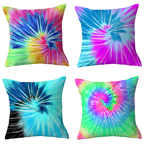 

Set Of 4 Colorful Tie Dye Cushion Cover Watercolor Blooming Throw Pillow Cover Mandala Decorative Pillowcase 4545 cm Home Decor