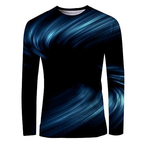 

Men's T shirt Shirt 3D Print Graphic Long Sleeve Daily Tops Basic Elegant Round Neck Black