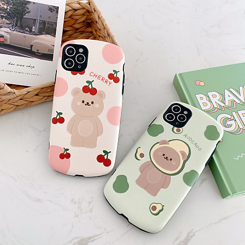 

Case For Apple iPhone 7 8 X XS XR XS max 11 11 Pro 11 Pro Max Pattern Back Cover Word Phrase Cartoon TPU Embossed cute avocado bear