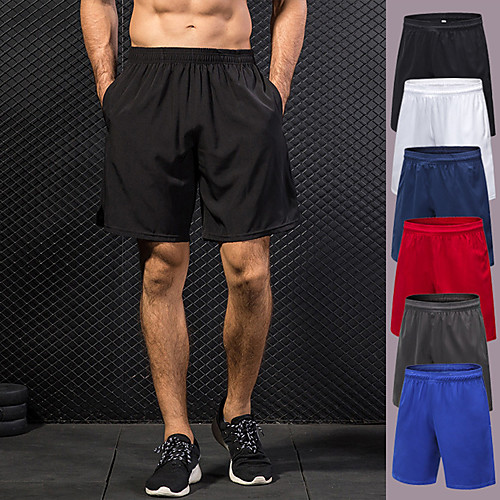 

YUERLIAN Men's Running Shorts Bermuda Shorts Athletic Bottoms Elastic Waistband Pocket Spandex Fitness Gym Workout Performance Running Training Breathable Quick Dry Moisture Wicking Sport Solid
