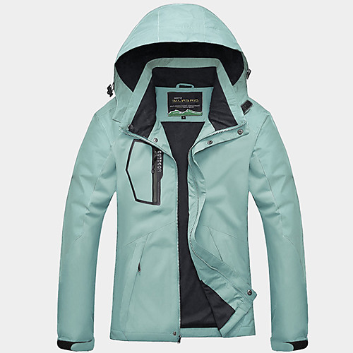 

Women's Hoodie Jacket Hiking Windbreaker Autumn / Fall Winter Spring Outdoor Patchwork Thermal Warm Waterproof Windproof Quick Dry Jacket Fishing Climbing Camping / Hiking / Caving Black Green