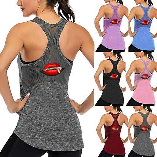 

Women's Yoga Top Tank Top Summer Patchwork Fashion Purple Red Blue Pink Dark Gray Mesh Cotton Yoga Fitness Gym Workout Top Sport Activewear Quick Dry Breathable Comfortable Stretchy