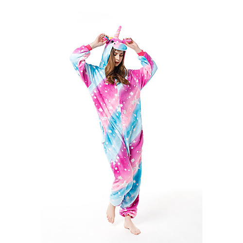

Adults' Kigurumi Pajamas Nightwear Camouflage Unicorn Onesie Pajamas Flannelette Light Purple Cosplay For Men and Women Animal Sleepwear Cartoon Festival / Holiday Costumes