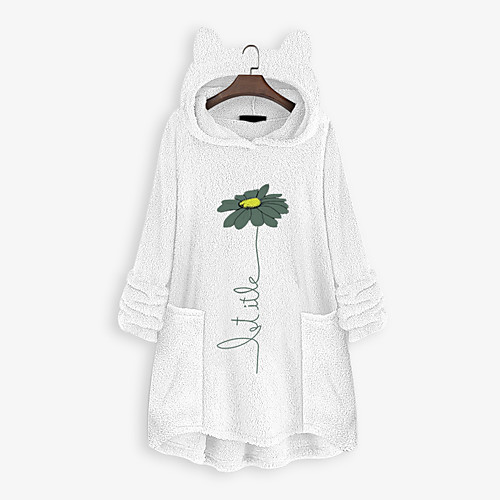 

Women's Pullover Hoodie Sweatshirt Floral Front Pocket Cat Ear Daily non-printing Basic Hoodies Sweatshirts Loose Oversized Yellow Blushing Pink Wine
