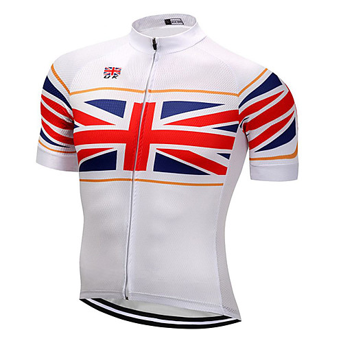 

21Grams Men's Short Sleeve Cycling Jersey Summer Spandex Polyester White UK National Flag Bike Jersey Top Mountain Bike MTB Road Bike Cycling UV Resistant Quick Dry Breathable Sports Clothing Apparel