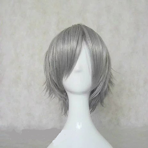 

Katekyo Hitman Reborn! Hayato Gokudera Cosplay Wigs Unisex Layered Haircut 12 inch Heat Resistant Fiber Curly Dark Gray Teen Adults' Anime Wig