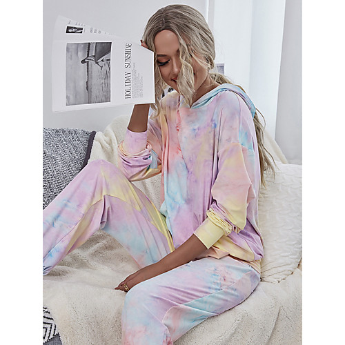 

Women's Basic Tie Dye Two Piece Set Set Pant Patchwork Tops