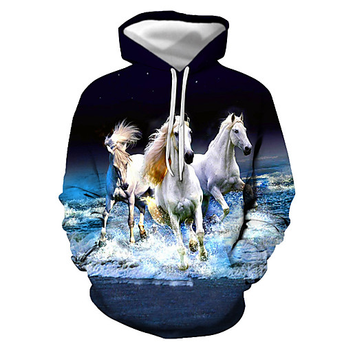 

Men's Pullover Hoodie Sweatshirt Graphic Animal Hooded Daily Going out 3D Print Basic Casual Hoodies Sweatshirts Long Sleeve White