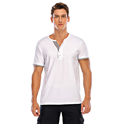 

Men's T-shirt Graphic Solid Colored Tops V Neck White Black