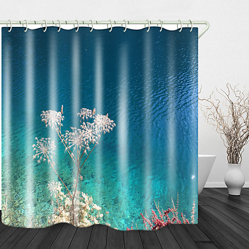 

Crystal Clear Lake Water Digital Printing Shower Curtain Dandelion By The Blue Lake Shower Curtains & Hooks Modern Polyester New Design 72 Inch