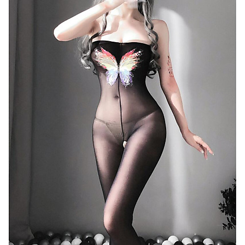 

Women's Mesh Sexy Bodysuits Nightwear Jacquard Black One-Size / Strapless / Strapless