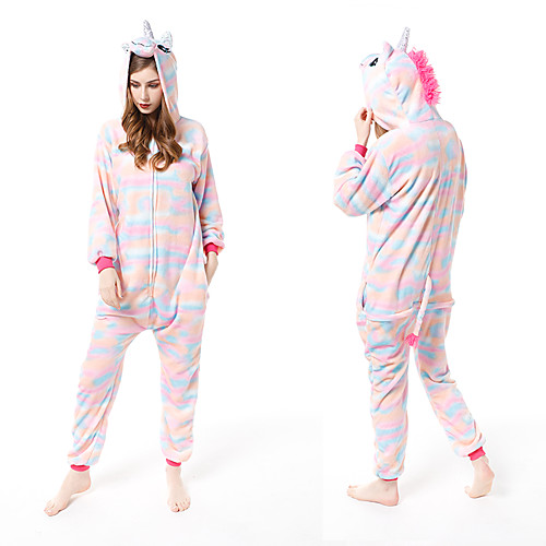 

Adults' Kigurumi Pajamas Unicorn Onesie Pajamas Flannelette Pink Cosplay For Men and Women Animal Sleepwear Cartoon Festival / Holiday Costumes