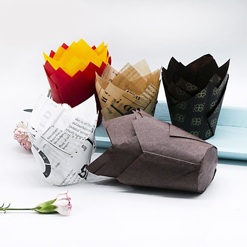 

50Pcs Tulip Cupcake Paper and Liners Quick Release Muffin Cups