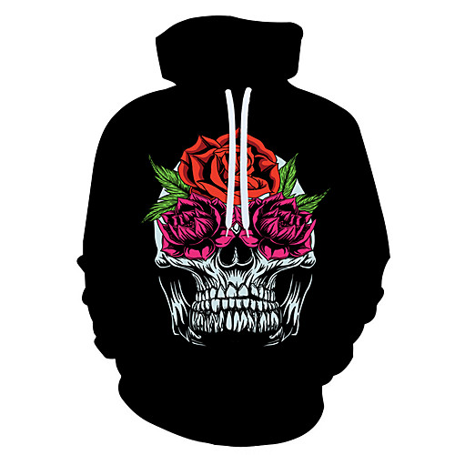 

Men's Pullover Hoodie Sweatshirt Graphic Skull Hooded Halloween Holiday Weekend 3D Print Casual Hoodies Sweatshirts Black