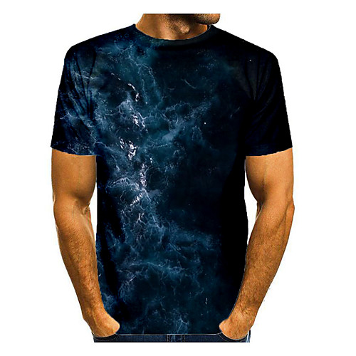 

Men's T shirt Shirt Graphic Short Sleeve Daily Tops Basic Elegant Round Neck Blue