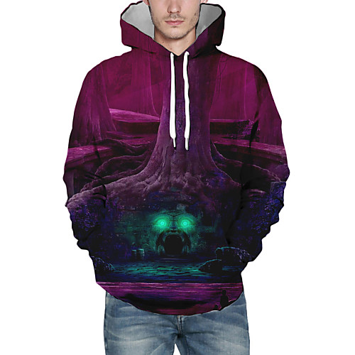 

Men's Pullover Hoodie Sweatshirt Graphic Hooded Halloween Daily Casual Halloween Hoodies Sweatshirts Purple