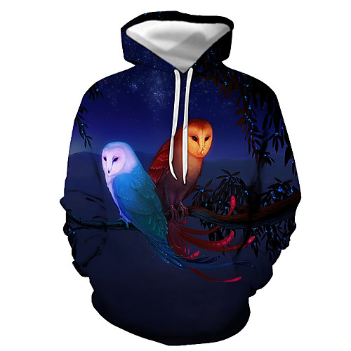 

Men's Pullover Hoodie Sweatshirt Graphic Animal Hooded Daily Going out 3D Print Basic Casual Hoodies Sweatshirts Royal Blue