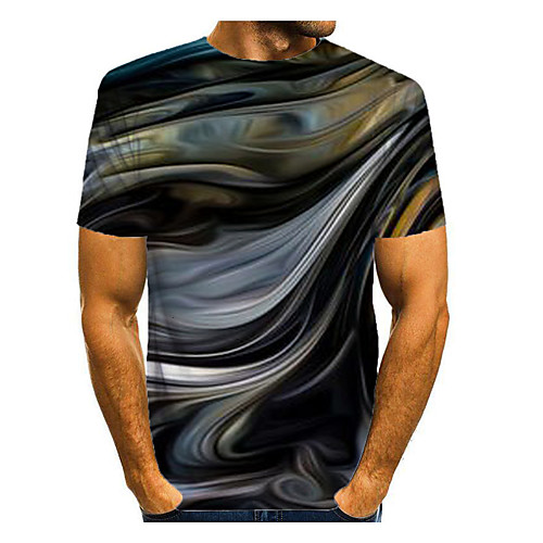 

Men's T shirt Shirt Graphic Short Sleeve Daily Tops Basic Elegant Round Neck Black