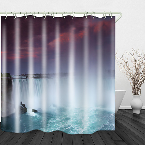 

Red Sky Giant Waterfall Shower Curtains & Hooks Modern Polyester New Design
