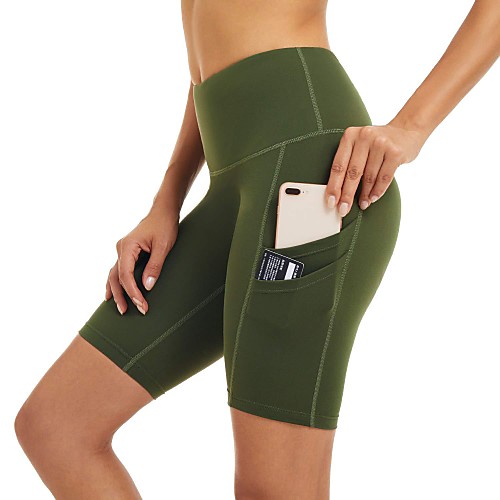 

Women's Compression Shorts Running Tight Shorts Street Base Layer Bottoms with Phone Pocket Fitness Gym Workout Running Jogging Training Breathable Quick Dry Soft Sport Solid Colored Black Red Grey