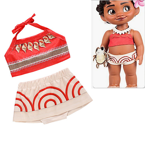 

Moana Skirt Cosplay Costume Outfits Kid's Girls' Cosplay Halloween Halloween Festival / Holiday Polyester Red Easy Carnival Costumes / Top / Skirts / Skirts / Top