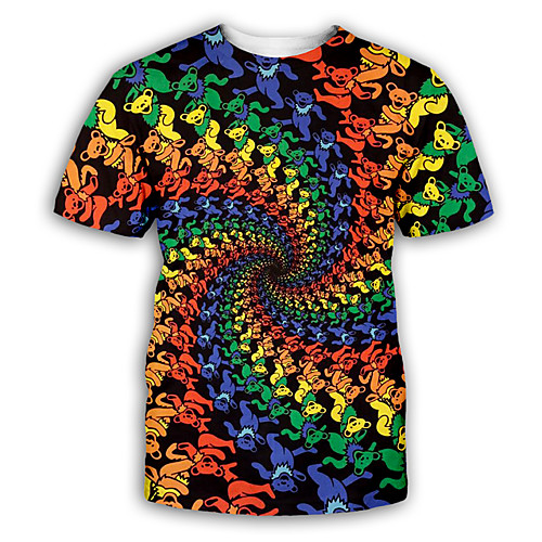 

Men's T shirt 3D Print Graphic Print Short Sleeve Party Tops Exaggerated Round Neck Rainbow