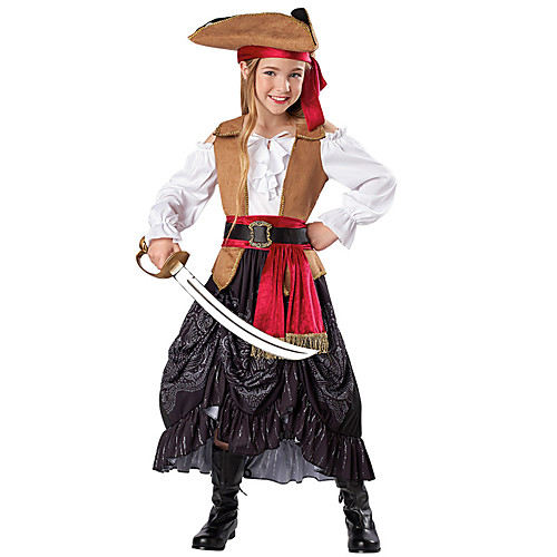 

Pirate Dress Cosplay Costume Outfits Kid's Girls' Cosplay Vacation Dress Halloween Halloween Festival / Holiday Polyester Brown Easy Carnival Costumes / Belt / Hat