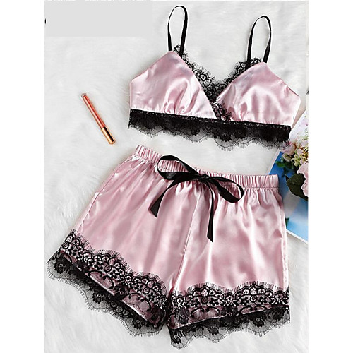 

Women's Normal Suits Lace Bow Patchwork Embroidered Silk Spandex Deep V Buckle / Strap / Super Sexy / Strap