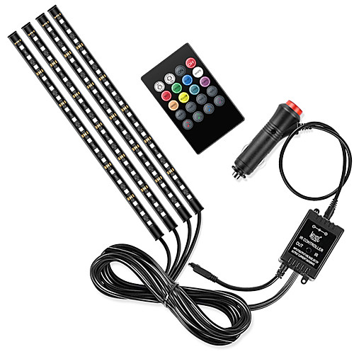 

E7 Car Rgb Car Charger Led Strip Light Interior Styling Decorative Atmosphere Lamps Strip Led With Remote Voice Controlled Rhythm Lamp