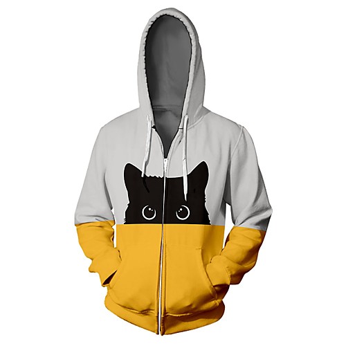 

Women's Pullover Hoodie Sweatshirt Color Block Animal Zip Up Daily Basic Hoodies Sweatshirts Blue Purple Yellow