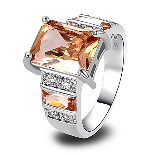 

925 sterling silver created morganite filled wide band engagement ring size 7