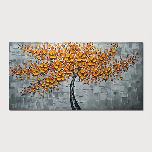 

Oil Painting Hand Painted Horizontal Abstract Floral / Botanical Modern Stretched Canvas